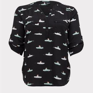 Torrid black frenchies Harper Georgette Pullover 3/4 Sleeve Blouse Plus sz 3